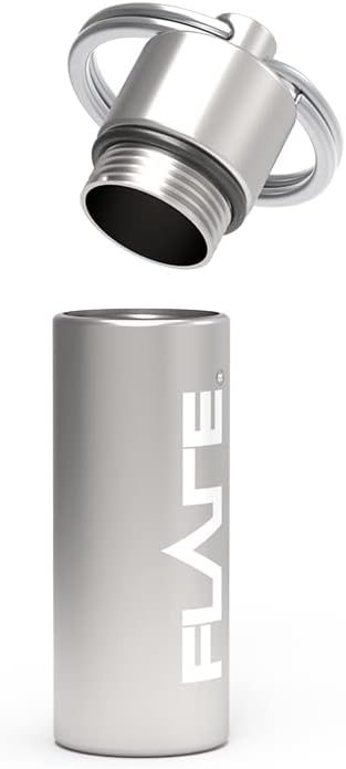 Flare Audio Capsule Silver – Llavero resistente de aluminio ligero, resistente al agua
