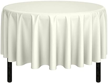 Pomp Mantel redondo de poliéster prémium color marfil de 90 pulgadas, tela resistente a las arrugas y a las manchas, de fácil cuidado, se adapta a