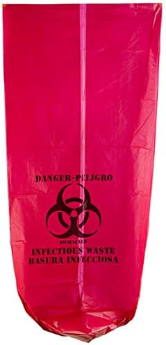 Red Isolation – Bolsa de residuos infecciosos de alta densidad, 7 galones, 12 micrones, 17 x 18 pulgadas, 100 unidades