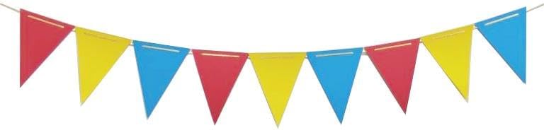 Banderín rojo, amarillo y azul de 20 pies, banderas triangulares de papel para decoración de fiestas, bandera triangular de payaso de circo de