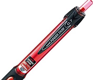 Uni Power Tank Bolígrafo – 0.028 in – Cuerpo Rojo – Tinta Roja