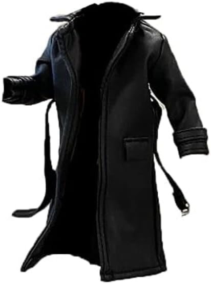 Gabardina de piel sintética negra con cable Sodier a escala 112 para figura de 6 pulgadas