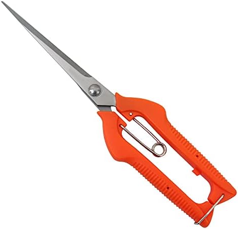 Podadora manual de jardinería de 9.8 pulgadas, tijeras de podar con hoja de acero inoxidable recta alargada, tijeras de micropunta para espacio
