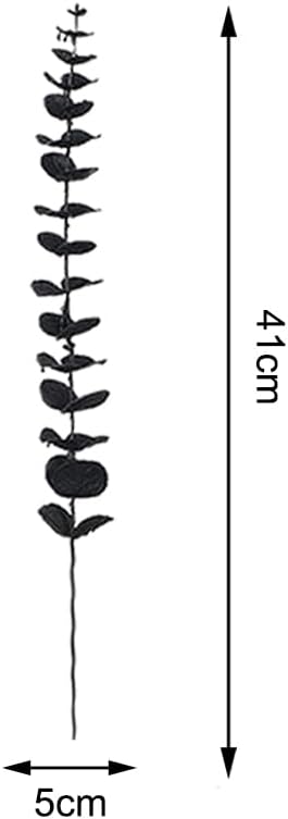 40 tallos de eucalipto negro, flor falsa de Halloween, ramas de eucalipto sintético, ramo floral de Halloween negro para decoración de centro de