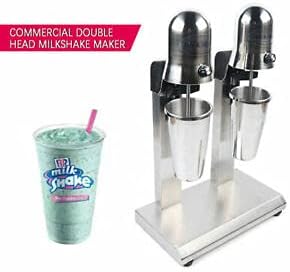 Batidora de leche de doble cabeza de 110 V, mezcladora de bebidas de doble cabezal de acero inoxidable comercial de 560 W, batidora de malta para