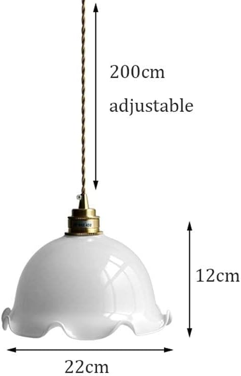 Shun Ze Chandelier, Contemporary Country Hanging Lights Copper Glass Height Adjustable Pendant Lighting White E27 Base Craft V-intage Suitable for
