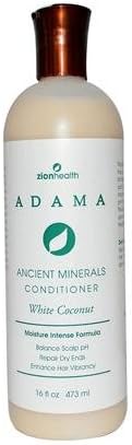 Zion Health Adama Minerals – Acondicionador antiencrespamiento, coco blanco, 16 onzas líquidas