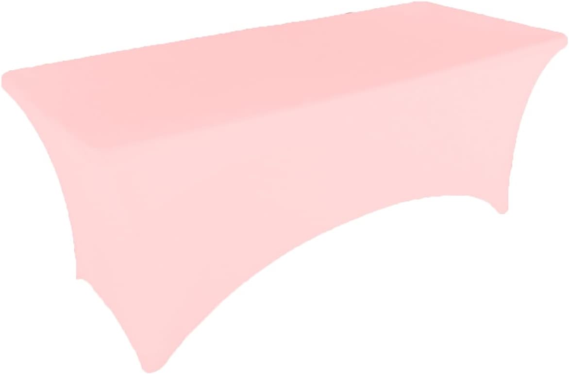 Mantel de mesa de elastano elástico rosa de 6 pies para mesa plegable rectangular ajustable