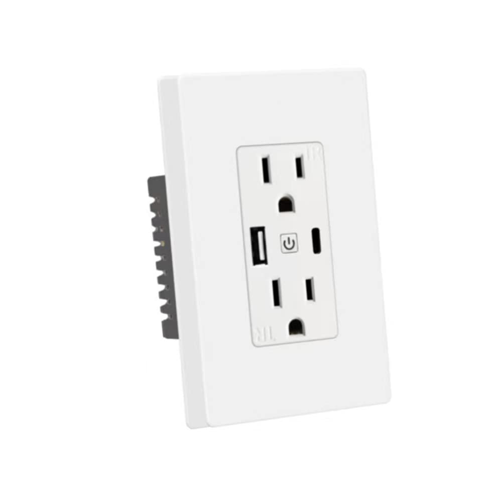 Toma WiFi con USB-C y USB-A  Compatible con Google Assistant y Tienda Alexa  Enchufe Wi-Fi de 2.4 GHz en pared