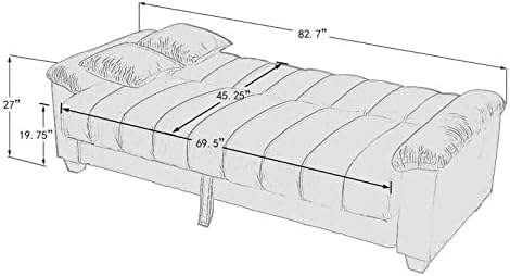Sofá cama convertible de terciopelo de 82.7 pulgadas con almacenamiento para sala de estar y dormitorio, color verde