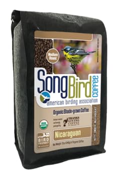 Café de Acción de Gracias “SongBird Nicaraguan” Café de grano entero cultivado a sombra orgánica de tostado medio, bolsa de 12 onzas