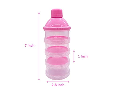 Dispensador de fórmula de leche en polvo antiderrames, recipiente de almacenamiento, rosa (2 piezas)
