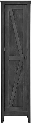 Pemberly Row Gabinete de almacenamiento de madera de granja de 4 estantes de 19″ en gris