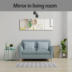 Espejo de pared para niños inastillables, 4 piezas de espejo acrílico autoadhesivo de 10 x 10 pulgadas, espejo de plástico irrompible seguro para