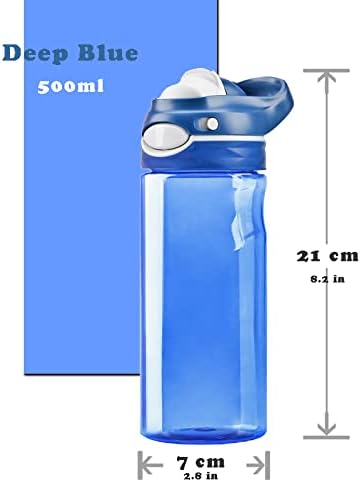 DEARART Paquete de 2 botellas de agua azul de 16 onzas y botella de agua azul cielo sin sorbete de boca ancha, sin BPA, tiene asa, pequeñas botellas