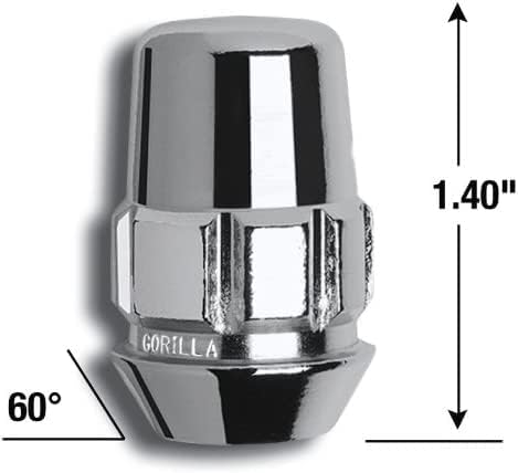 Gorilla Automotive 71631N – Cerradura de rueda para automóvil de 0.472 in x 1.50 pulgadas con llave de bloqueo de rueda, juego de 4 tuercas de
