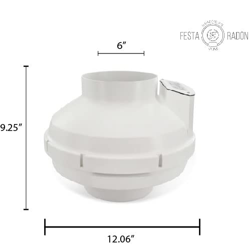 Festa Radon AMG Hawk – Ventilador de radón silencioso y energéticamente eficiente de 322 CFM, ventilador en línea con sistema de mitigación de radón