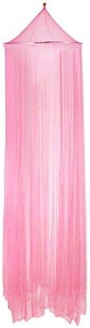Mosquitera redonda de encaje cortina de cúpula de cama para camas individuales a king, camping (rosa claro)