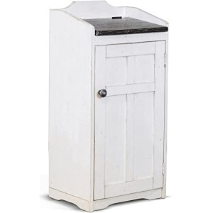 Pemberly Row Caja de basura de madera de granja de 16 pulgadas en blancomarrón oscuro Pemberly Row Caja de basura de madera de granja de 16 pulgadas en blancomarrón oscuro