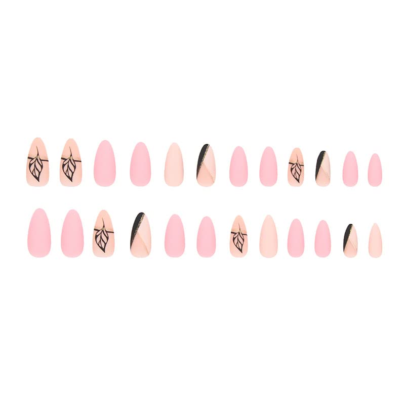 Uñas postizas a presión, con forma de almendra, color rosa carne, ajuste supremo y pegamento cuadrado de gel suave natural, uñas reutilizables en 15