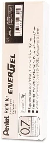 Pentel Tinta de repuesto para bolígrafo de gel líquido EnerGel, 0.028 in, punta de aguja, tinta negra, 1 paquete (LRN7-A) (paquete de 2)