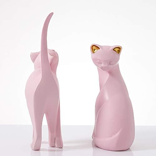 WhaleCreation – Figura de gato rosa, estilo moderno, decoración del hogar, juguete de regalo