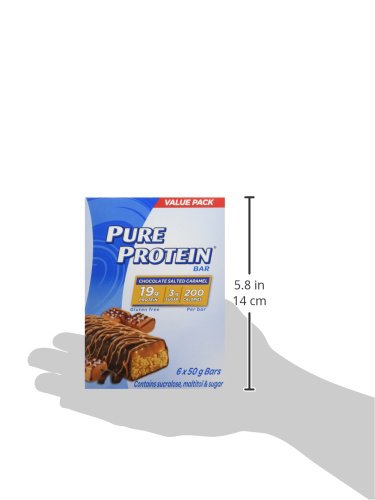 Pure Protein Barras de proteína sin gluten, aperitivos, caramelo salado y chocolate, 1.76 oz1.8 oz, 6 unidades