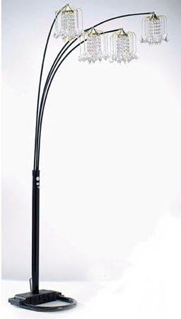 SQF Lámpara de pie de arco de 4 brazos con atenuador (negro, 6966)