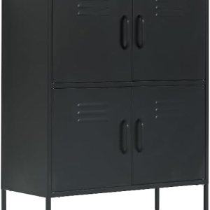 Armario de almacenamiento de metal de 4 puertas para dormitorio, sala de estar, hogar, hotel, oficina, garaje, cocina, estantes ajustables y pies de Armario de almacenamiento de metal de 4 puertas para dormitorio, sala de estar, hogar, hotel, oficina, garaje, cocina, estantes ajustables y pies de