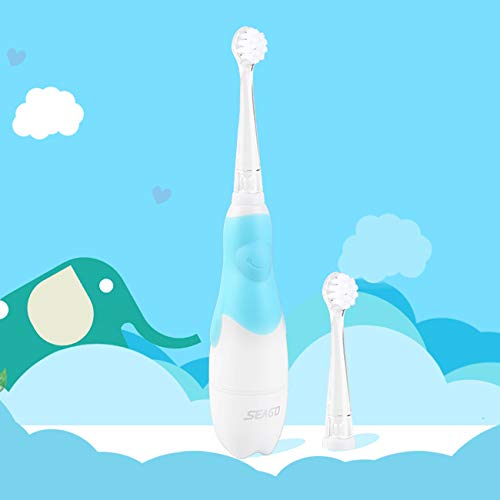 ReDISEN Seago Sonic, cepillo de dientes eléctrico para niños, con luz LED, temporizador inteligente para niños de 6 meses a 4 años, resistente al