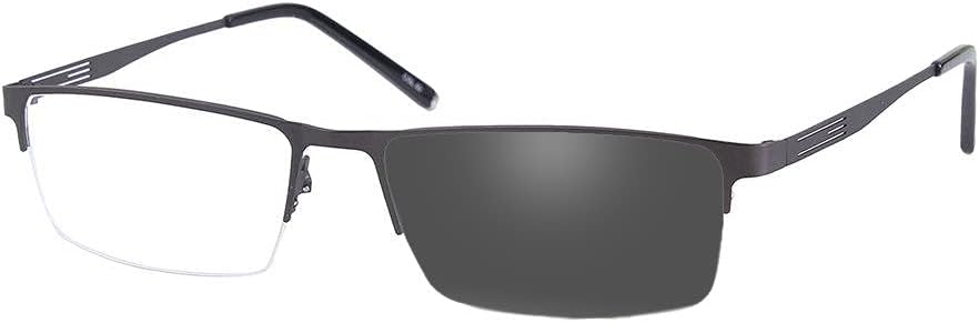 Gafas de lectura grises fotocromáticas +2.50 Fuerza Medio marco Gafas Hombres