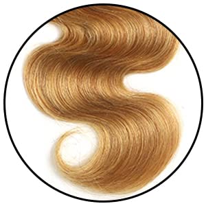 X-TRESS Extensiones de cabello humano virgen brasileño ondulado rubio miel degradado T1B27, 1 paquete de extensiones de cabello humano (18 pulgadas,