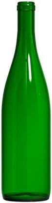 North Mountain Supply Botella de vino California Hock de vidrio de 25.4 fl oz, acabado de corcho de fondo plano, caja de 12 unidades, color verde