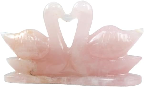Jet Natural – Figuras Fengshui de cuarzo rosa para pareja, patos, pájaros (hombre y hembra) para amor y romance (5.11  7.05 onzas)