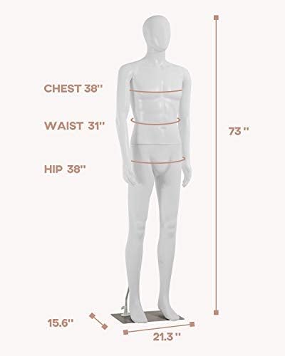 Maniquí masculino de 73 pulgadas de cuerpo completo, forma de maniquí de costura, ajustable, soporte de maniquí realista, cabeza de exhibición,