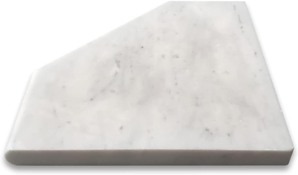 Carrara – Jabonera de mármol blanco de 8 x 8 pulgadas con diamante para ducha, diseño de bullnoz, acabado completo, pulido para cocina, baño, pared,