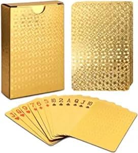 ZZZANA Gold Foil Playing Cards 3 Decks of Cards with Box Plastic Classic Magic Tricks Tool for Luxury Party and Game
