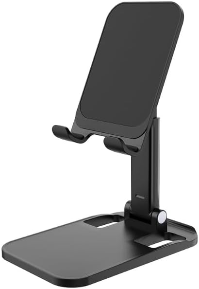 Soporte de teléfono para escritorio ángulo y altura ajustables Totalmente plegable Soporte para teléfono celular portátil y tableta iPad con base