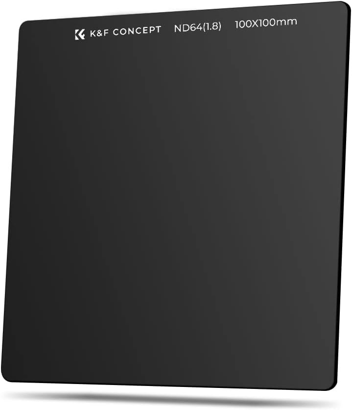 K&F Concept 3.937 x 3.937 in ND64 (6 Stop) Filtro Cuadrado Ultra Delgado HD 28 Recubrimientos Multicapa Densidad Neutra Importación AGC Vidrio Óptico