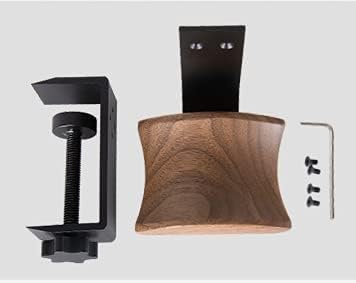 Soporte para auriculares con madera de nogal y metal sólido, soporte para auriculares de diseño ajustable compatible con todos los tamaños de