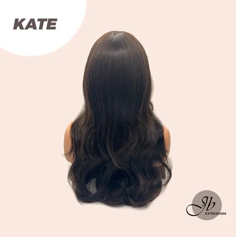 KATE – Peluca rizada marrón de pelo largo sin pegamento para mujer, pelucas sintéticas naturales para uso diario (pelucas de cabello natural)
