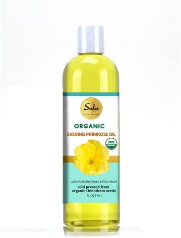 SULU ORGANICS Aceite de onagra prensado en frío virgen 100% puro, sin refinar, 12% GLA (4 oz)