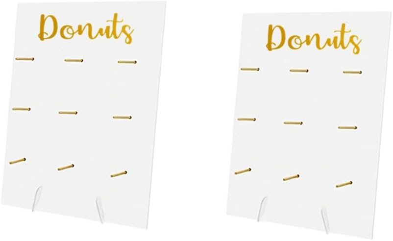 2 soportes de pared de madera con forma de rosquilla, reutilizables, rústicos, suministros de fiesta para bodas, cumpleaños, festivales, decoración