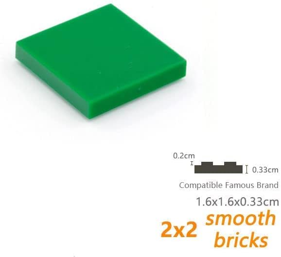Azulejos de construcción clásicos, azulejos verdes de 2 x 2, 100 piezas, compatibles con piezas y piezas Lego 3068 (color verde)