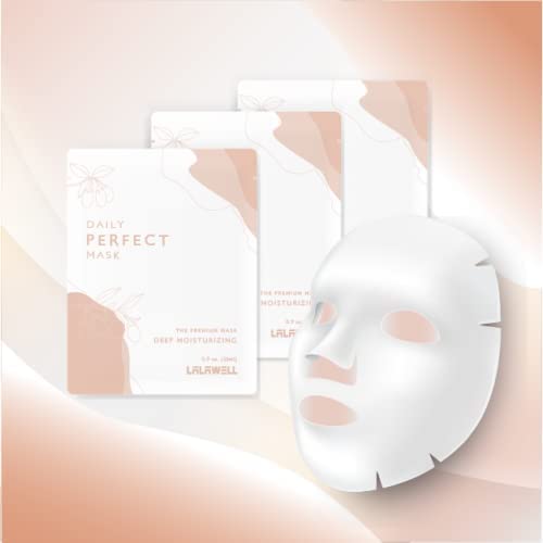 LALAWELL Mascarilla facial coreana  Máscara perfecta para el día a día, máscara de hoja de alta calidad, profundamente hidratante, iluminadora y