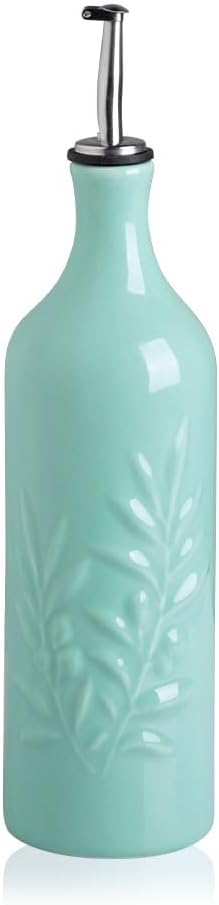 Sweejar Botella dispensadora grande de aceite de oliva de cerámica, 24 onzas líquidas de aceite opaco que protege el aceite para reducir la
