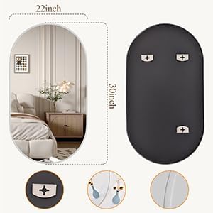 Protylctaster Espejos ovalados, espejos ovalados de baño, espejo dorado de 20 x 28 pulgadas para pared, espejo de pared ovalado, espejos de baño