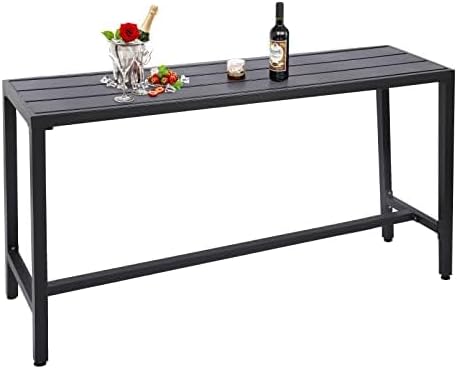 Mesa de bar al aire libre, mesa de barra de altura de mostrador de patio, mesa de bar rectangular de 63 pulgadas para patio, jardín, balcón, junto a