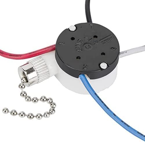 ZE-208s E89885 Interruptor de ventilador de techo 3 velocidades 4 hilos Pull Chain Switch-Sliver