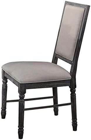Sillas de transición de 2 piezas de altura de comedor estándar con respaldo alto, asiento y respaldo acolchados de tela, patas torneadas de madera